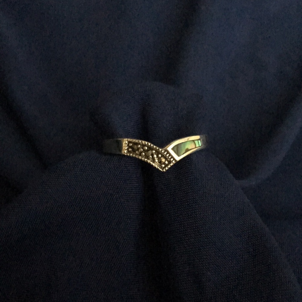 Abalone Shell Pinched Stackable Ring Size 8 - image 1